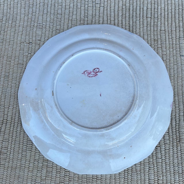 A Nice Antique Staffordshire "Feather" Pattern Red Transfer Decorated Plate, Circa 1830's For Sale - Image 11 of 12