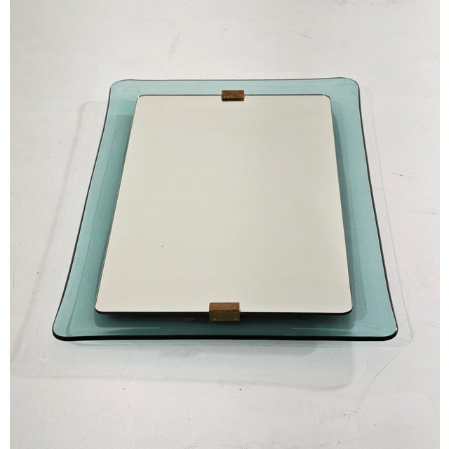 Mid-Century Modern Aquamarine Stained Glass Wall Mirror by Max Ingrand for Fontana Arte, 1950s For Sale - Image 11 of 18