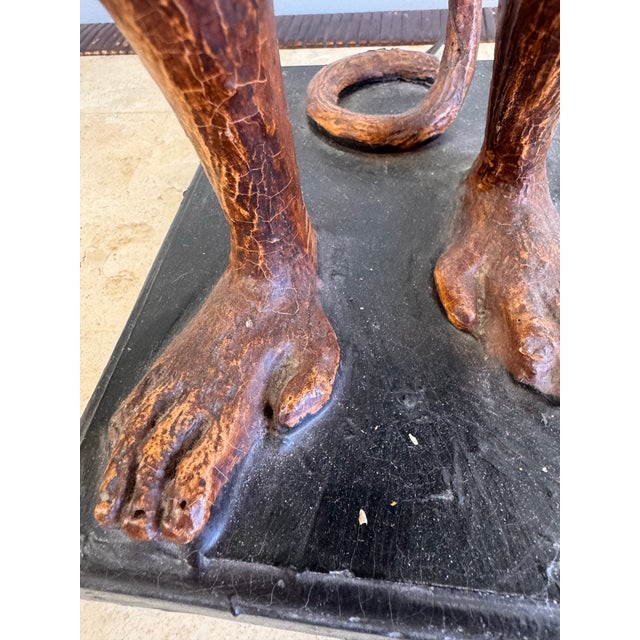 Late 20th Century Bill Huebbe Signed Monkey Double-Arm Table Lamp With Leopard Coat For Sale In West Palm - Image 6 of 11