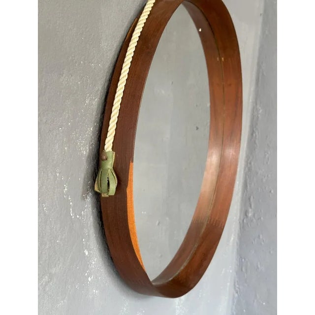 Mid-Century Modern Vintage Round Mirror with Teak Frame, 1960s For Sale - Image 3 of 5