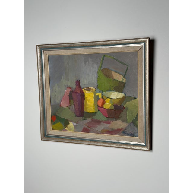 Mid-Century Modern Lupin, Cubist Still Life, 1950s-1960s, Oil on Canvas, Framed For Sale - Image 3 of 18