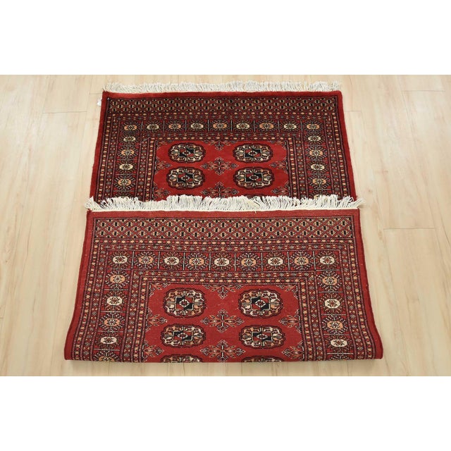 Bokhara Rug 3’2” X 5’3” Red Wool Tribal Hand-Knotted Oriental Carpet For Sale - Image 12 of 13