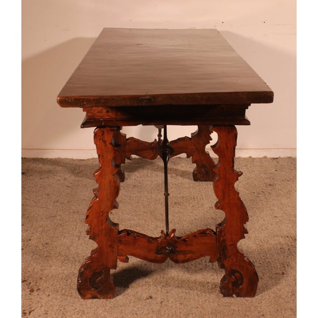 Wood Spanish Renaissance Walnut Console Table, 17th Century For Sale - Image 7 of 14