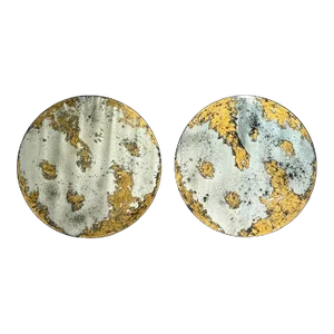 Hollywood Regency Style, Round Wall Mirrors, Eglomise Glass, Gold Leaf, 21st C.