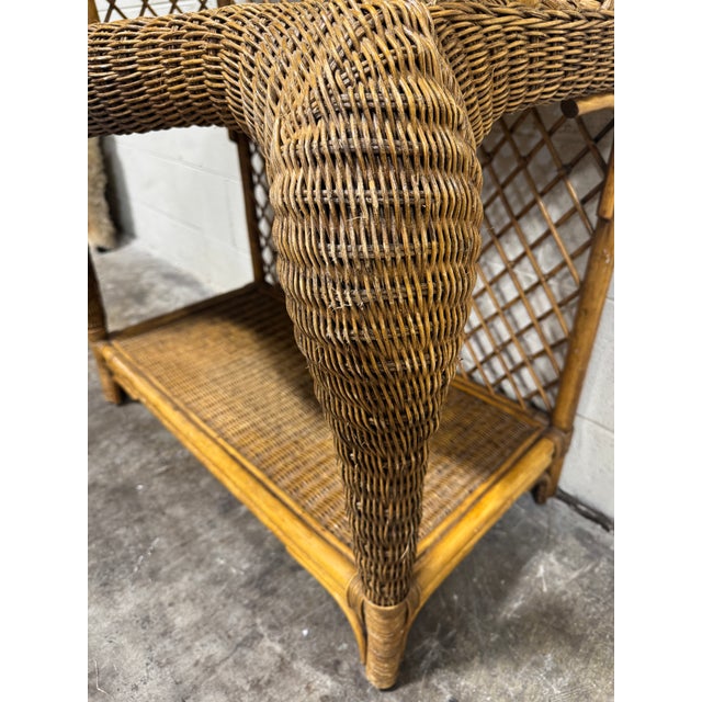 Unusual Coastal Wicker Etageres Bakers Rack For Sale In Richmond - Image 6 of 9