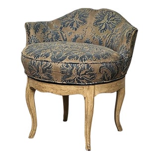Swiveling Fortuny Upholstered Dressing Bench, French Style For Sale