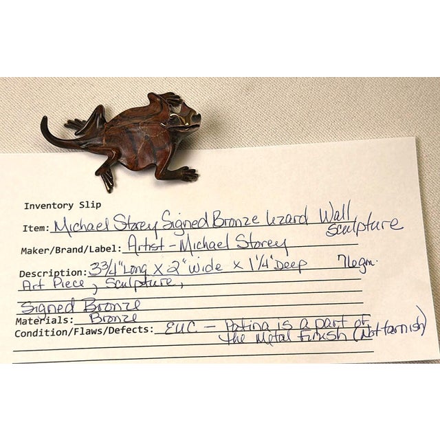 1980s Michael Storey Metal Sculpture Lizard Shelf or Wall Hanging For Sale - Image 4 of 11