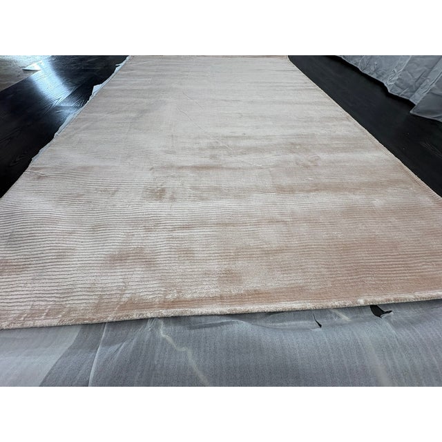 Rh Reeve Stripe Handwoven Rug — 6' × 9' Petal | 100% Tencel™ | Subtle Sheen & Texture For Sale - Image 9 of 18