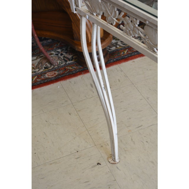 Vintage White Ornate Iron & Metal Table W/ Shelves - Bakers Rack or Patio Plant Stand For Sale - Image 17 of 18