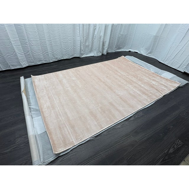 Rh Reeve Stripe Handwoven Rug — 6' × 9' Petal | 100% Tencel™ | Subtle Sheen & Texture For Sale - Image 11 of 18