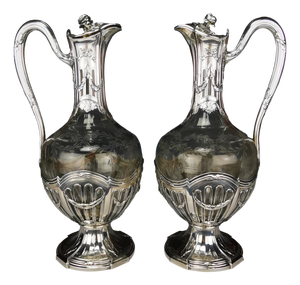Crystal Ewers in Silver, 1890s, Set of 2