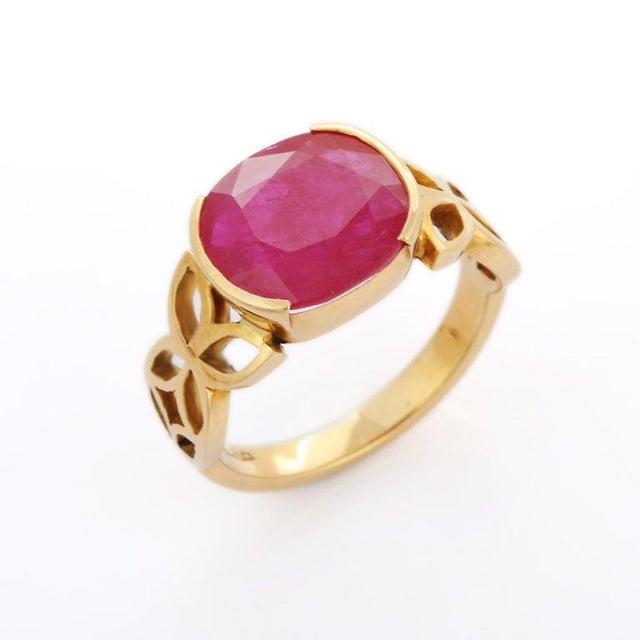 4.6 Carat Ruby Cocktail Ring With Engraved Ring (All Sizes Available) For Sale - Image 10 of 12