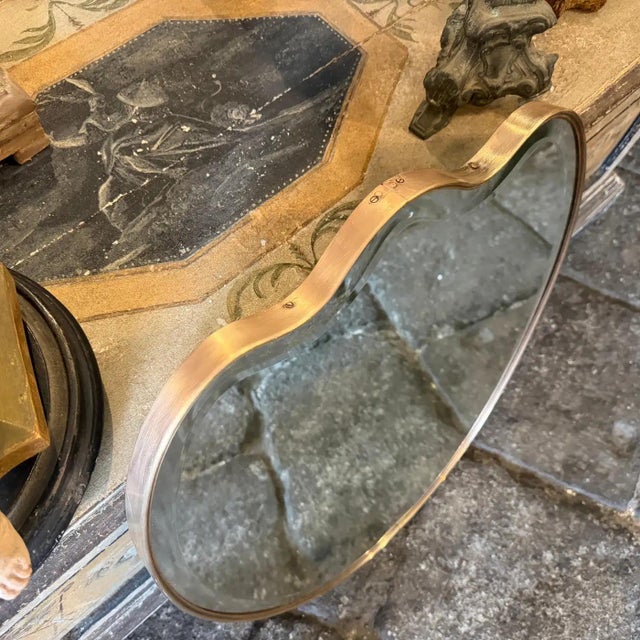 Gio Ponti 1950s Gio Ponti Style Mid-Century Modern Solid Brass Heart Shaped Wall Mirror For Sale - Image 4 of 14