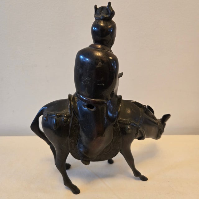 Japanese Antique Bronze Scholar on Horse Incense Burner 1800 Ad With Original Bill of Sale From Yamanaka & Co LTD Kyoto For Sale - Image 3 of 17