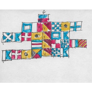 1970s Robert Herrmann Nautical Flags Drawing For Sale