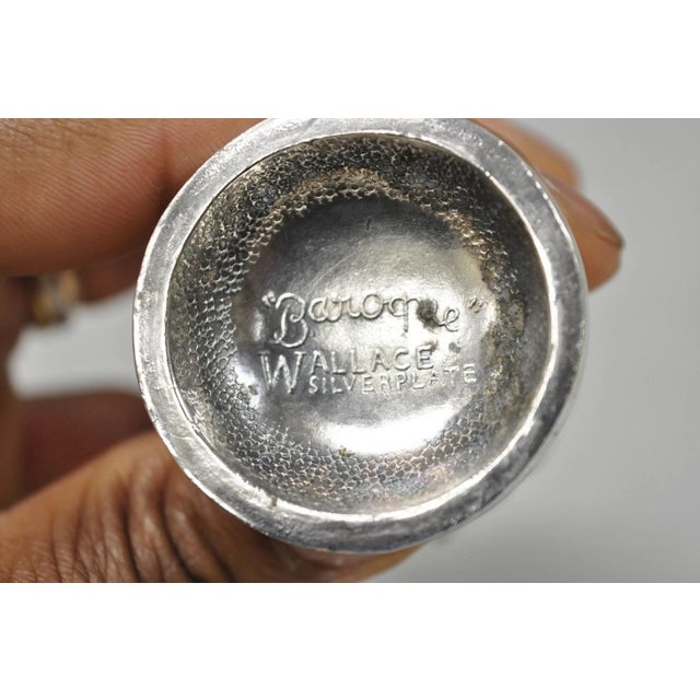 Vintage Wallace Baroque Ornate Silver Plated Salt & Pepper Shakers - A Pair For Sale - Image 9 of 10
