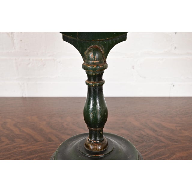 Green Stickley Brothers Antique Early American Country Cottage Green Lacquered Floral Painted Table Mirror, Circa 1920s For Sale - Image 8 of 13