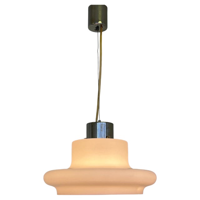 White Glass Pendant attributed to Karel Volf, Czechoslovakia, 1970s For Sale