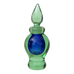 Seguso Murano Vintage Sommerso Blue Green Italian Art Glass Perfume Bottle With Original Label