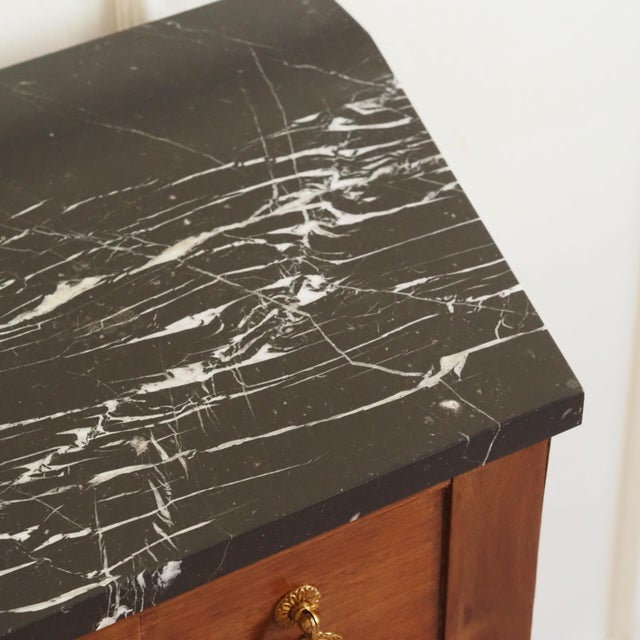 Louis XVI Walnut Console Table with Black Marble Top and Brass Fittings For Sale - Image 4 of 12