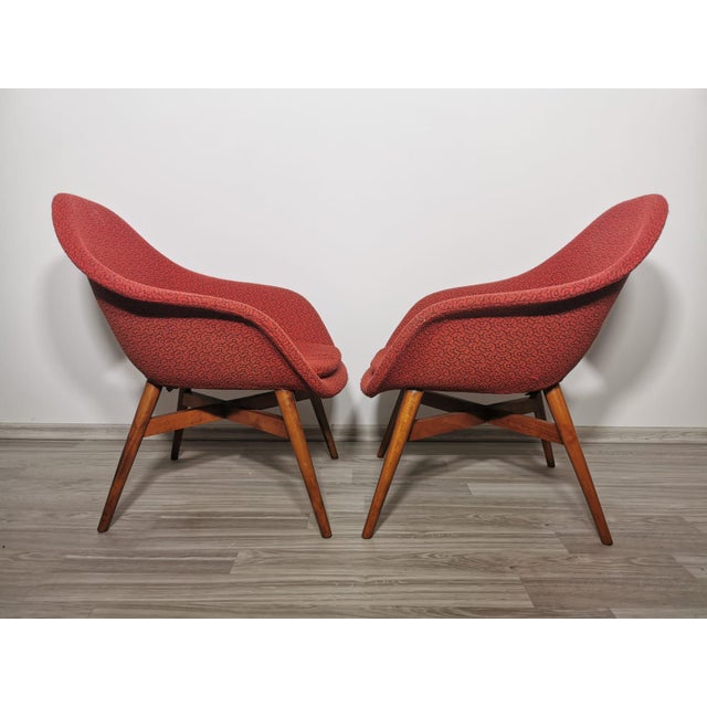 Textile Set of Shell Armchairs by Miroslav Navratil, 1960s For Sale - Image 7 of 18