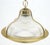 Pair of Round Brass Ribbed Glass Long Chain Light Fixture Pendants MCM For Sale - Image 11 of 12