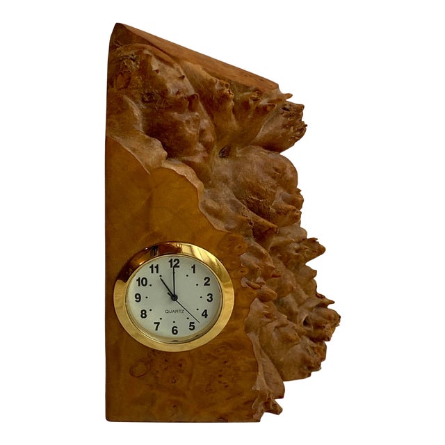 MidCentury Burl Wood Quartz Desk Clock by Charles Elkan Chairish