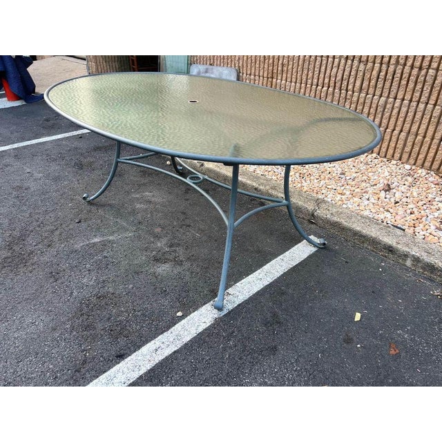 Mid Century Brown Jordan Aluminum Outdoor Patio Oval Dining Table. 1970s Marked Brown Jordan , Well made. Approximate...