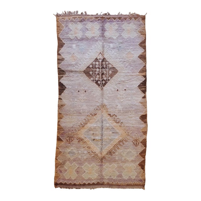 1980s Neutral Moroccan Wool Rug - 11.5 X 5.9 Ft For Sale