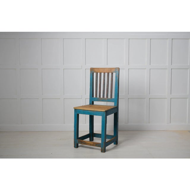 Antique Northern Swedish Blue Country Chair For Sale - Image 3 of 8