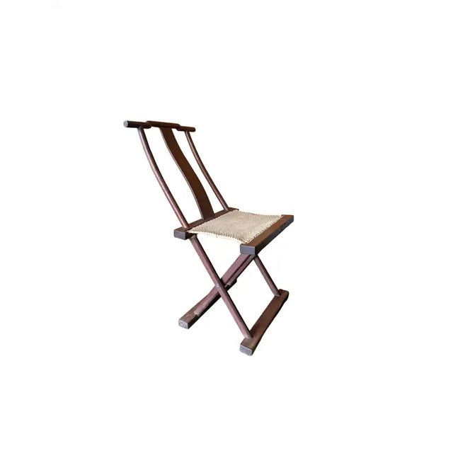 Antique Chinese Folding Chair With Woven Fabric Seat, Early 20th Century For Sale - Image 6 of 6