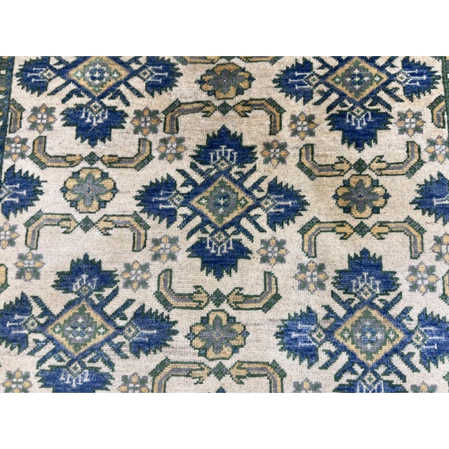 Cream Cream and Blue Chobi Wool Rug, 3'10" X 5'4" For Sale - Image 8 of 13