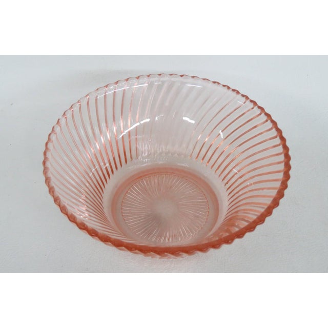 Federal Glass Pink Depression Era Cereal Bowl Diana Swirl Optic Pattern 4942b For Sale In Miami - Image 6 of 11