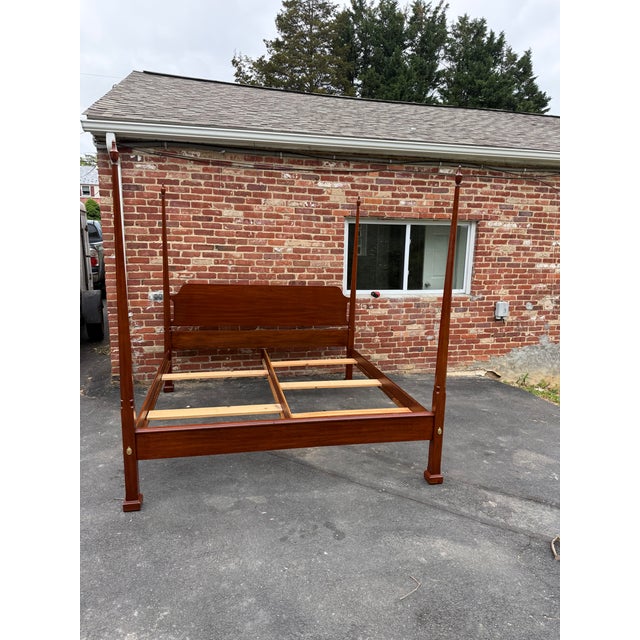 Henkel-Harris King Size Wild Black Cherry Pencil Four-Poster Bed Frame For Sale - Image 17 of 18