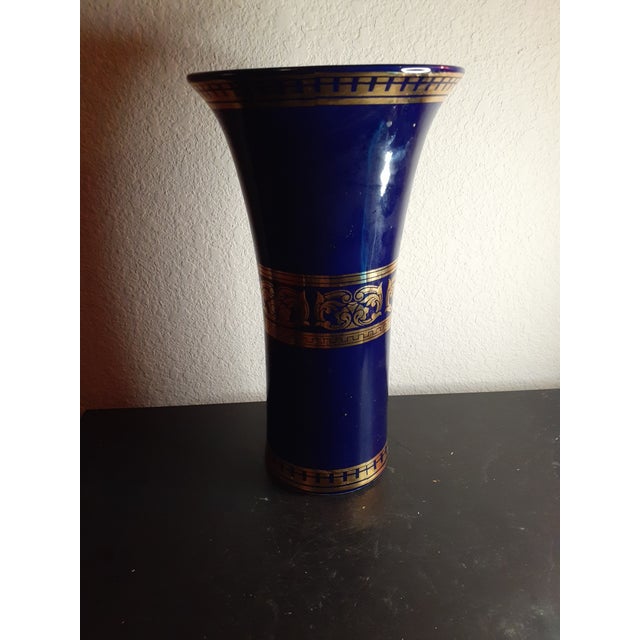 1940s Vintage Royal Bavaria Kpm Germany Cobalt Blue Vase For Sale - Image 5 of 6