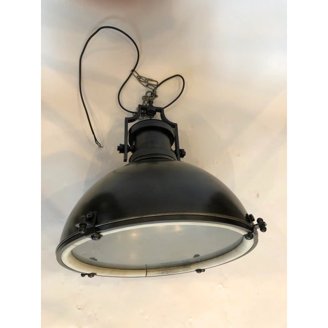 Rustic Noir Black Metal Marine Pendant Light For Sale - Image 3 of 13