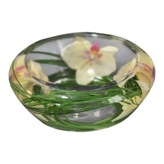 Decorative Emilio Robba Yellow & Pink Phalaenopsis Orchid Flower Bowl For Sale
