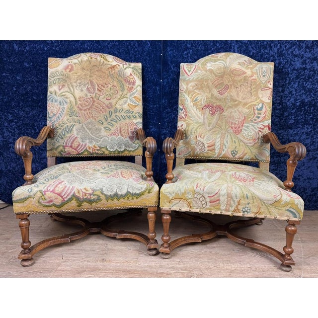 Set of Louis III Armchairs in Walnut, 1850s For Sale - Image 11 of 11
