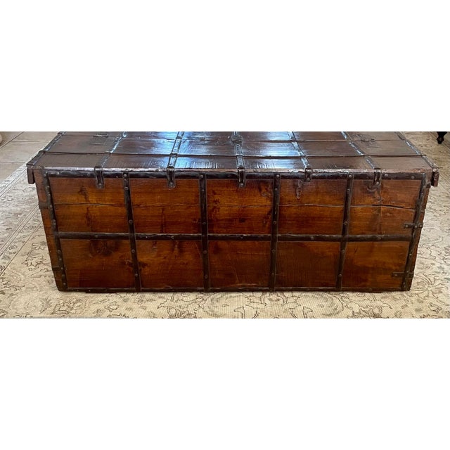 Large 19th-Century Anglo-English Coffee Table Trunk For Sale - Image 9 of 12