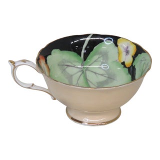 Vintage Paragon Fine Bone China Nasturtium Black Floral England Tea Cup 4697b For Sale