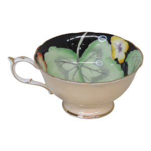 Vintage Paragon Fine Bone China Nasturtium Black Floral England Tea Cup 4697b