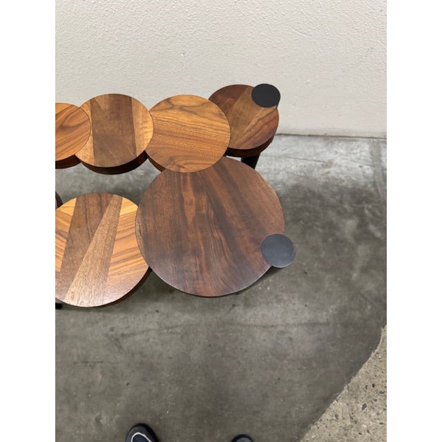 Walnut and ebonized oak end table. Hand made in Los Angeles.