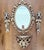Vintage Ornate Gold Wall Mirror Set With Shelf and Candleholders For Sale - Image 4 of 11
