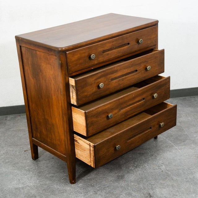 1970s Mid Century Danish Modern Highboy Dresser Walnut 4 Drawer MCM Vintage Karges 60s For Sale - Image 5 of 12