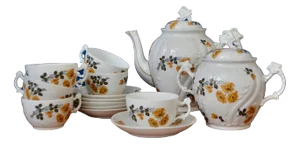 Porcelain Tea Service from CM Limoges, Set of 14