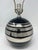 Beautiful mcm 9” diameter black ceramic globe table lamp with platinum striping . Sold with original wiring and harp and...