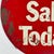Vintage "Tire Sale Today" Round Red Metal Sign For Sale - Image 4 of 5