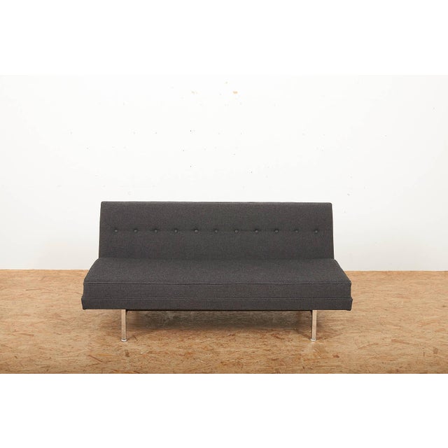 Modular Seating Sofa in Black Lacquered Steel Frame and Square Chrome-Plated Legs by George Nelson & Associates for Herman Miller, 1955 For Sale - Image 5 of 12