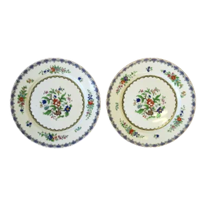 English Adderley Porcelain Plates With Floral Chintz Design - a Pair