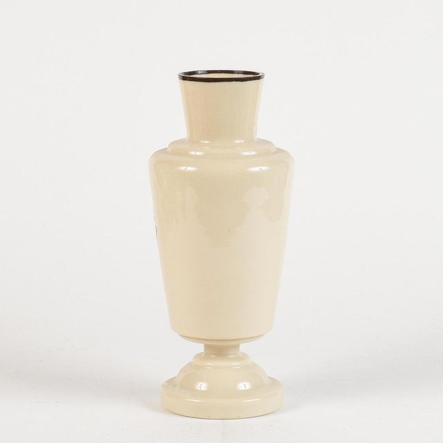 Opaline Glass Vase with Floral Decorations, France, Early 20th Century For Sale - Image 4 of 9